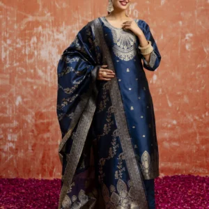 Jasleen Premium Teal Kurta Pant Dupatta Set for Women