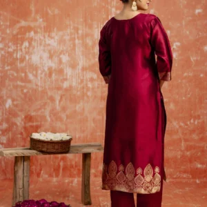 Gangotri Premium Maroon Kurta Set with Dupatta Women