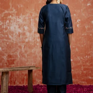 Disha Viscose Teal Kurta Pant Set with Organza Dupatta
